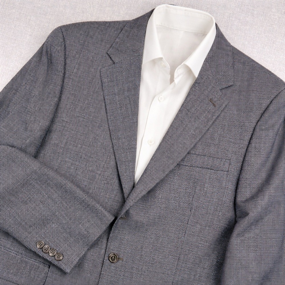 VTG Y2K Lauren‎ Ralph Lauren Wool Micro Check Blazer Sport Coat Men 46L Charcoal